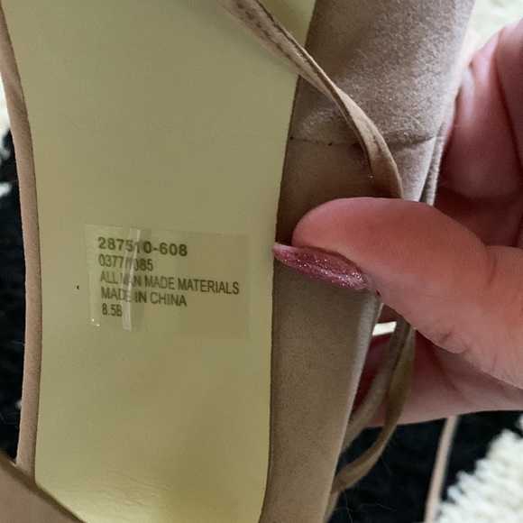 Colin Stuart suede nude lace up peep toe 6 inch heels - Picture 7 of 13